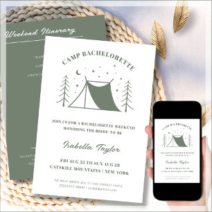 Modern Camping Bachelorette Itinerary Weekend Invitation