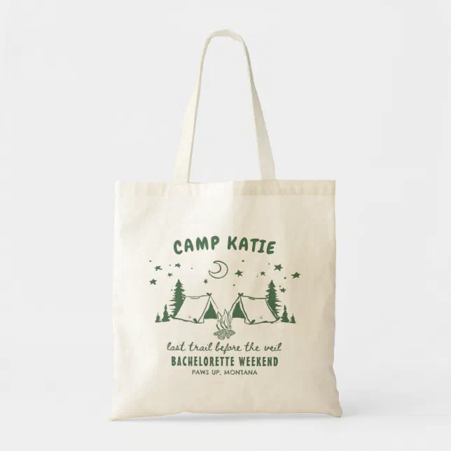 Modern Camping Bachelorette Personalized Tote Bag | Zazzle