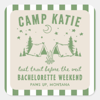 Modern Camping Camp Bachelorette Party Square Sticker