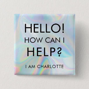 Modern Can I Help Charity Event Volunteer Custom Button