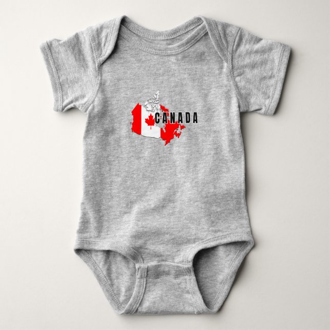 Modern Canadian Canada Art Letter map Flag Souveni Baby Bodysuit (Front)