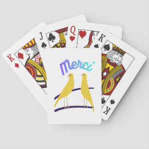 Modern Canary & "Merci" - Japandi Style Art Poker Cards