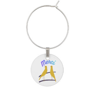Modern Canary & "Merci" - Japandi Style Art Wine Charm