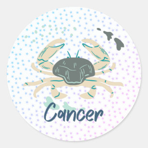 Modern Cancer Crab Zodiac Classic Round Sticker