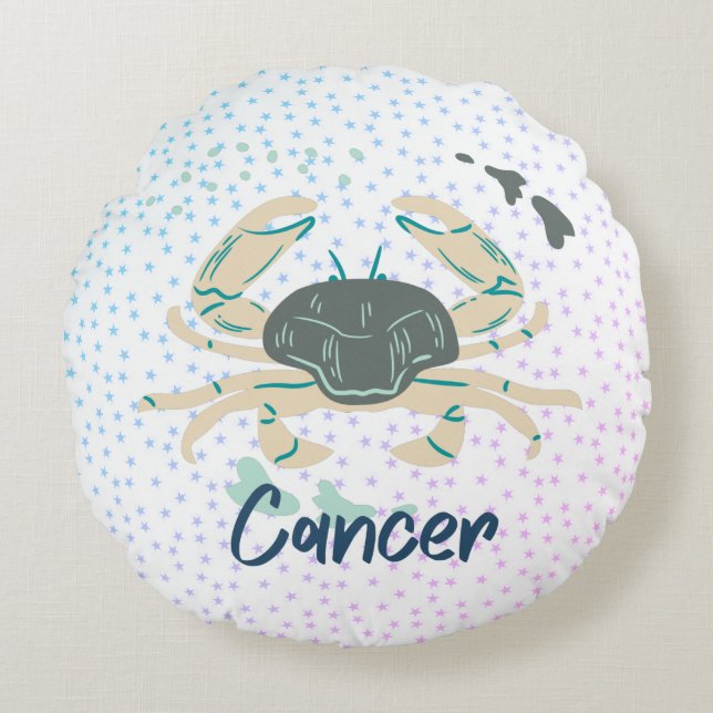 Modern Cancer Crab Zodiac  Round Pillow (Front)