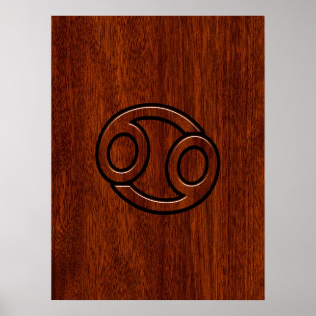 Modern Cancer Zodiac Sign on Mahogany Decor (Front)