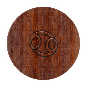 Modern Cancer Zodiac Sign on Mahogany Decor Cutting Board