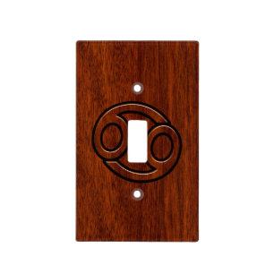 Modern Cancer Zodiac Sign on Mahogany Decor Light Switch Cover