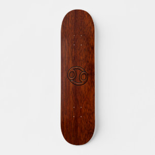 Modern Cancer Zodiac Sign on Mahogany Decor Skateboard