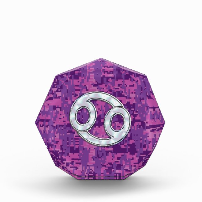 Modern Cancer Zodiac Sign Pink Digital Camouflage Award (Front)