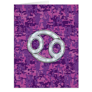 Modern Cancer Zodiac Sign Pink Digital Camouflage Cards