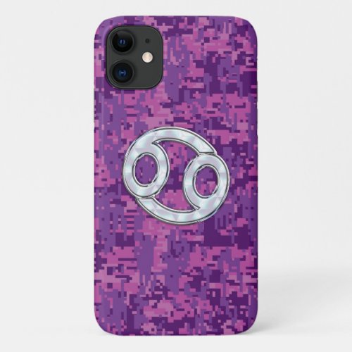 Modern Cancer Zodiac Sign Pink Digital Camouflage iPhone 11 Case