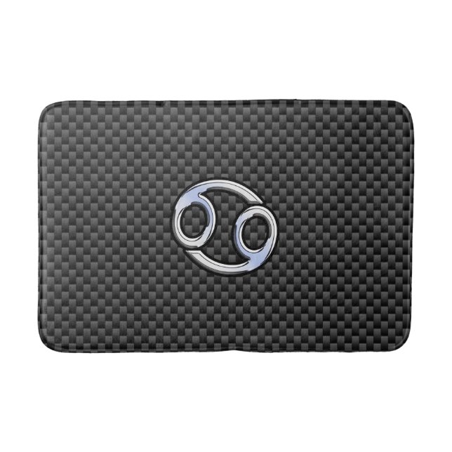 Modern Cancer Zodiac Symbol Carbon Fiber Print Bath Mat (Front)