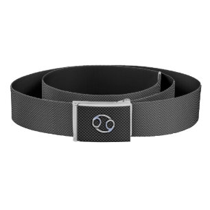 Modern Cancer Zodiac Symbol Carbon Fiber Print Belt