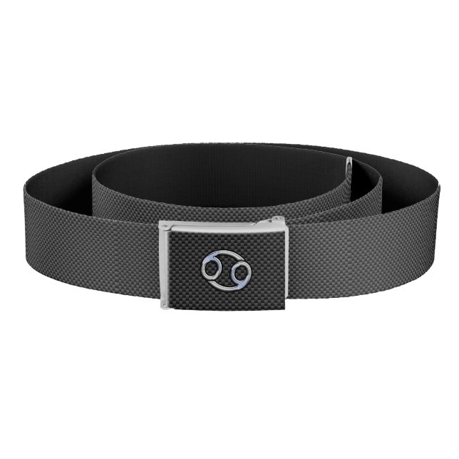 Modern Cancer Zodiac Symbol Carbon Fiber Print Belt (Coil)