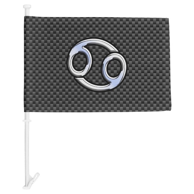 Modern Cancer Zodiac Symbol Carbon Fiber Print Car Flag (Front)