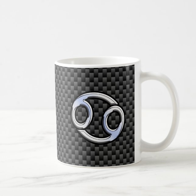 Modern Cancer Zodiac Symbol Carbon Fiber Print Coffee Mug (Right)