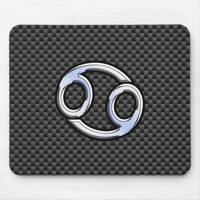 Modern Cancer Zodiac Symbol Carbon Fiber Print Mouse Pad (Front)