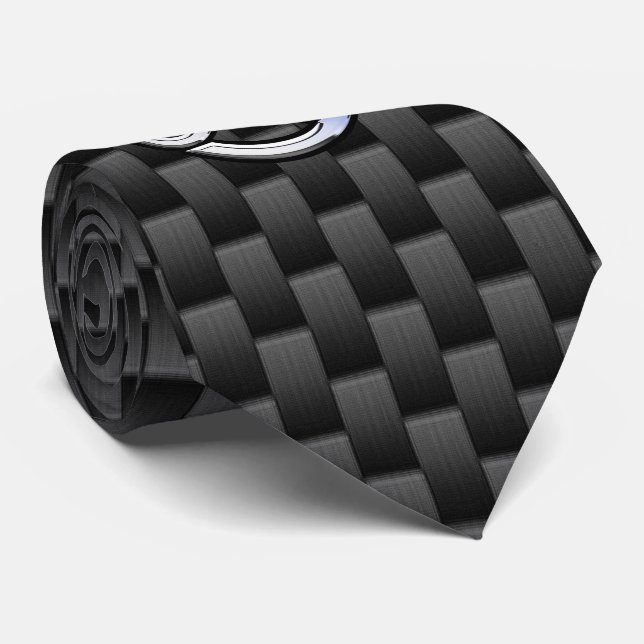 Modern Cancer Zodiac Symbol Carbon Fiber Print Tie (Rolled)