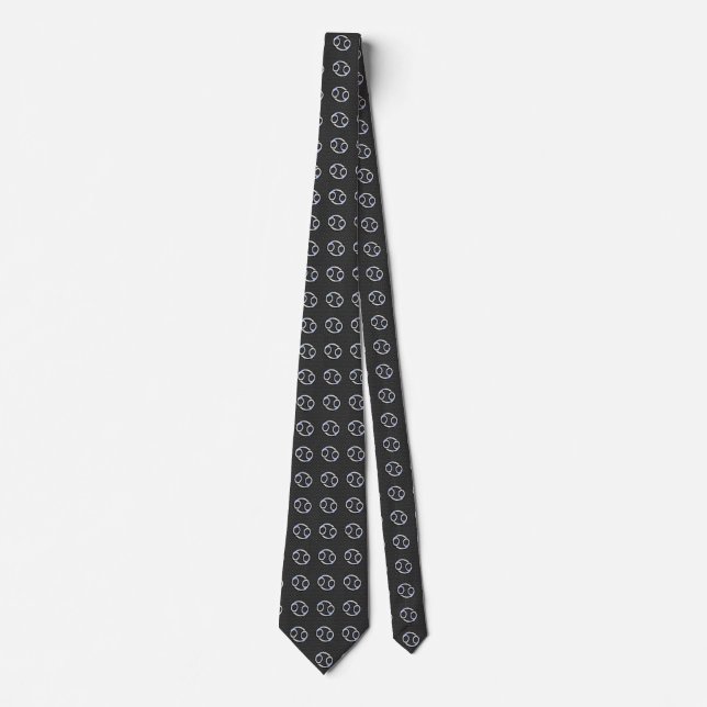 Modern Cancer Zodiac Symbol Carbon Fiber Print Tie (Front)