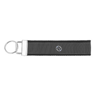 Modern Cancer Zodiac Symbol Carbon Fiber Print Wrist Keychain