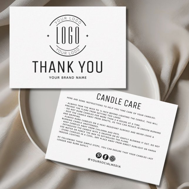 Modern candle care business logo thank you card (Creator Uploaded)
