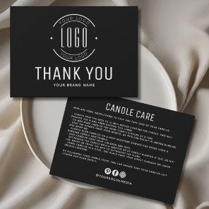 Modern candle care business logo thank you card