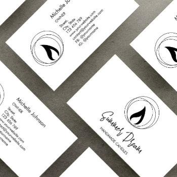 Modern Candle Maker Black And White Candlemaker Business Card by smmdsgn at Zazzle