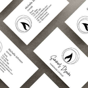 Modern Candle Maker Black and White Candlemaker Business Card
