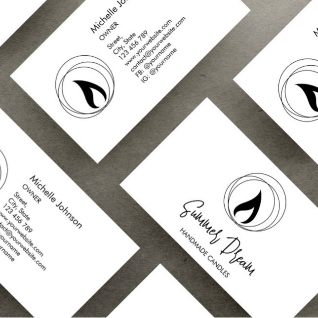 Modern Candle Maker Black and White Candlemaker Business Card (Creator Uploaded)