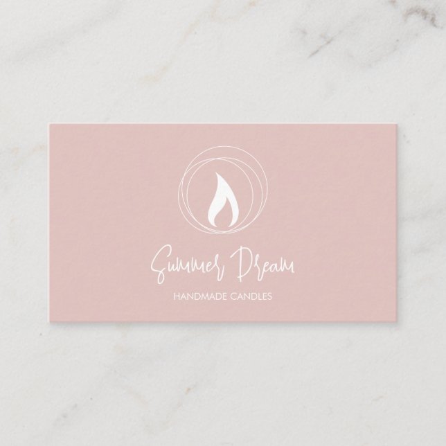 Modern Candle Maker Blush Pink Minimal Candlemaker Business Card (Front)