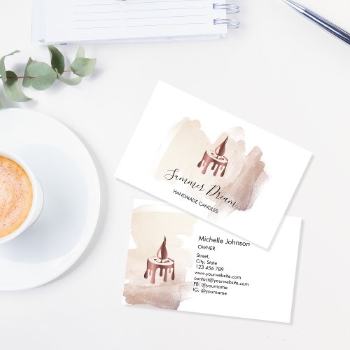 Modern Candle Maker Blush Pink Simple Business Card