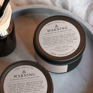 Modern Candle Packaging Warning Label Beige