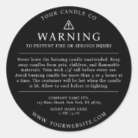 Modern Candle Packaging Warning Label Black White