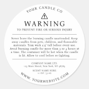 Modern Candle Packaging Warning Label White