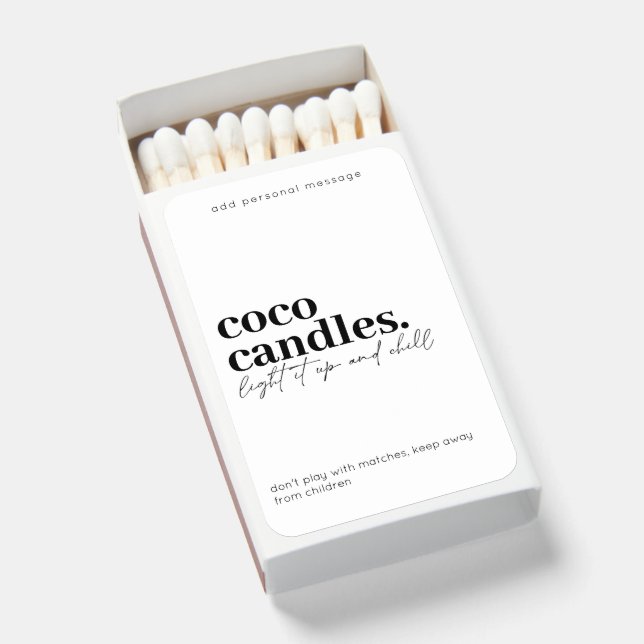 Modern Candle Personalized Matches (Front Open)