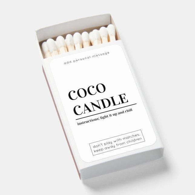 Modern Candle Personalized Matches (Front Open)
