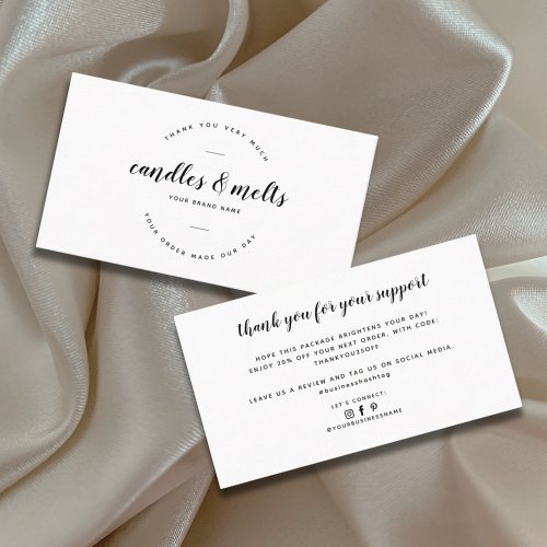 Modern candles and melts small business thank you business card