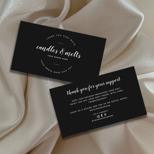 Modern candles and melts small business thank you card (Creator Uploaded)