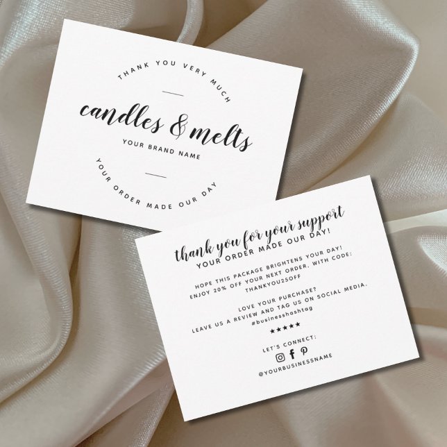 Modern candles and melts small business thank you card (Creator Uploaded)