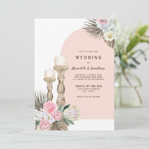 Modern Candles Boho Arch Wedding Invitation