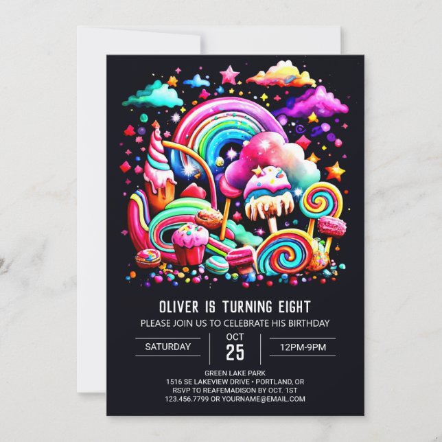Modern Candy Birthday Invitation (Front)