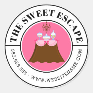 Modern Candy Buffet Curved Text Classic Round Sticker