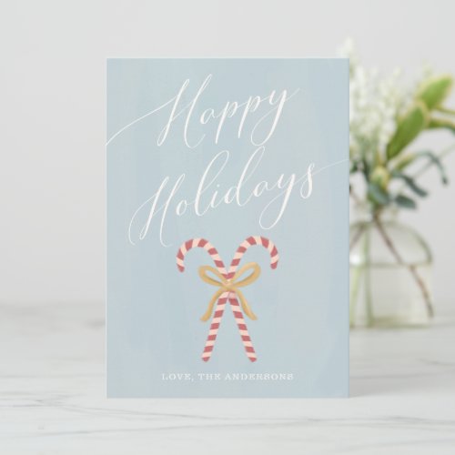 Modern Candy Cane Calligraphy Holiday Card