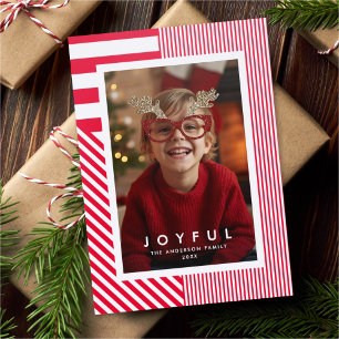 Modern Candy Cane Stripes Christmas Holiday Letterpress Photo Cards