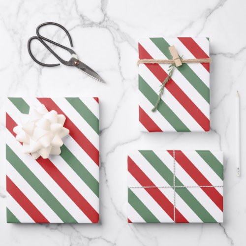Modern Candy Cane Stripes Christmas Peppermint elf Wrapping Paper Sheets