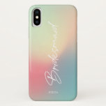 Modern Candy Color Gradient Script Bridesmaid iPhone X Case<br><div class="desc">Modern Calligraphy Script Candy Color Gradient Texture Ombré Bridesmaid phone case. Customize it with a name of choice or delete the text to leave the space blank. Perfect as a gift for bridesmaid or bridesmaid proposal box.</div>