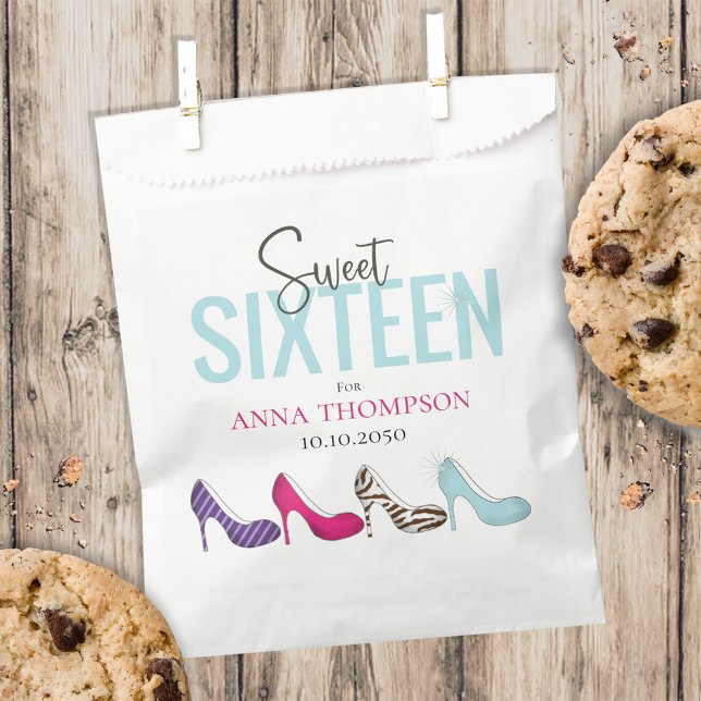 Modern Candy Favors Calligraphy Sweet Sixteen Favor Bag (Creator Uploaded)