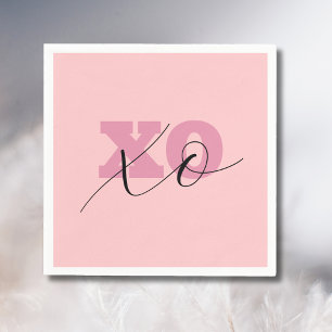 Modern Candy Pink Black XOXO Valentine Napkins