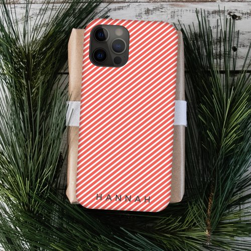 Modern Candy Stripe  Red Diagonal Holidays iPhone 15 Case